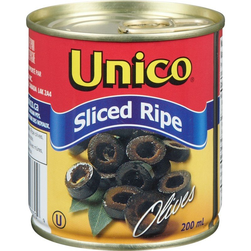 Unico Canned Olives Sliced Ripe Black 200 ml