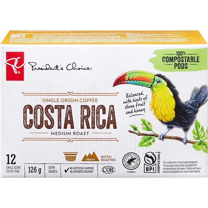 PC Single Origin Costa Rica Medium Roast Coffee K-Cups 12's