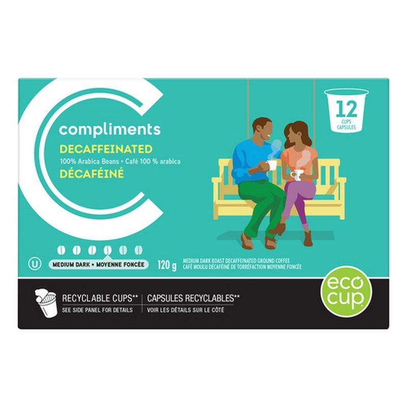Compliments Decaffeinated Medium Dark Roast Coffee Pods 12's