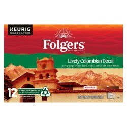 Folgers Gourmet Coffee Lively Colombian Decaf Medium Roast K-Cups 12's