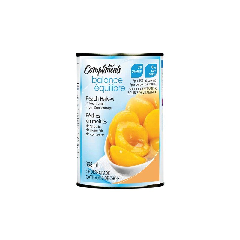 Compliments Balance Peach Halves in Pear Juice 398 ml