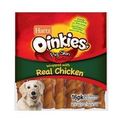 Hartz Oinkies Pig Skin Twists with Real Chicken 16’s