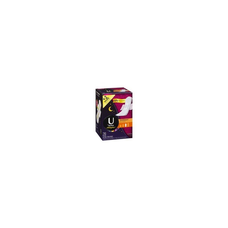 U by Kotex AllNighter Ultra Thin Pads with Wings Overnight 28's