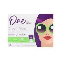 One by Poise 2-in-1 Period Flow & Bladder Leaks Ultra Thin Pads with Wings Heavy 18’s