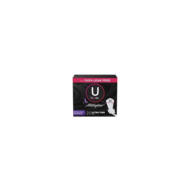 U by Kotex AllNighter Ultra Thin Pads with Wings Extra Heavy Overnight 20's