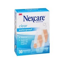Nexcare Bandages Clear Waterproof 30 Assorted