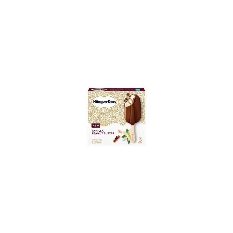 Haagen Dazs Ice Cream Bars Vanilla Peanut Butter 3 x 88 ml