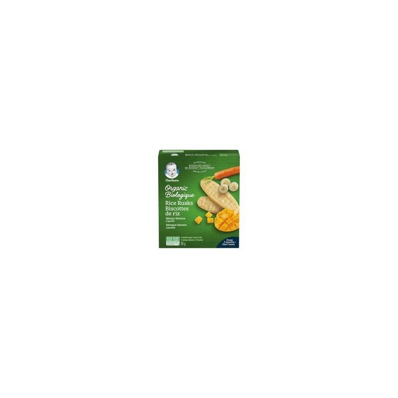 Gerber Organic Rice Rusks Mango Banana Carrot 50 g