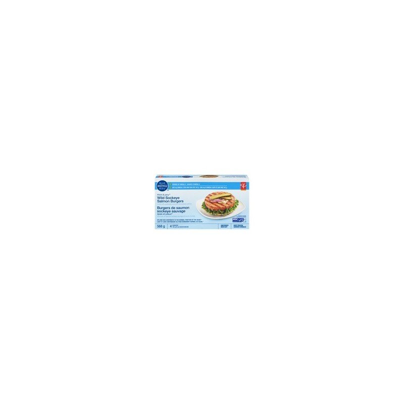 PC Blue Menu Thick & Juicy Wild Sockeye Salmon Burgers 568 g