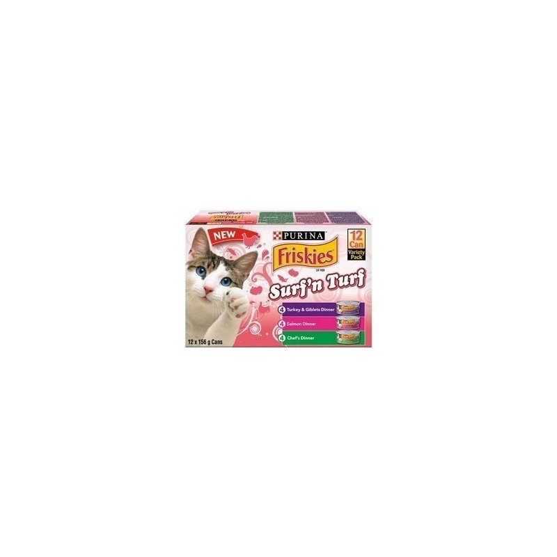 Friskies Cat Food Surf'n Turf  Variety Pack 12 x 156 g