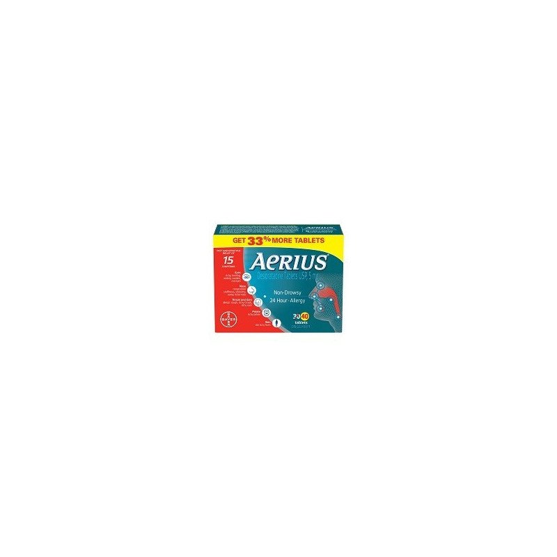 Aerius Allergy Relief 24 Hour Non Drowsy 5 mg 30 + 10 Bonus