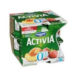 Danone Activia Yogurt Fat Free Peach Strawberry 8 x 100 g