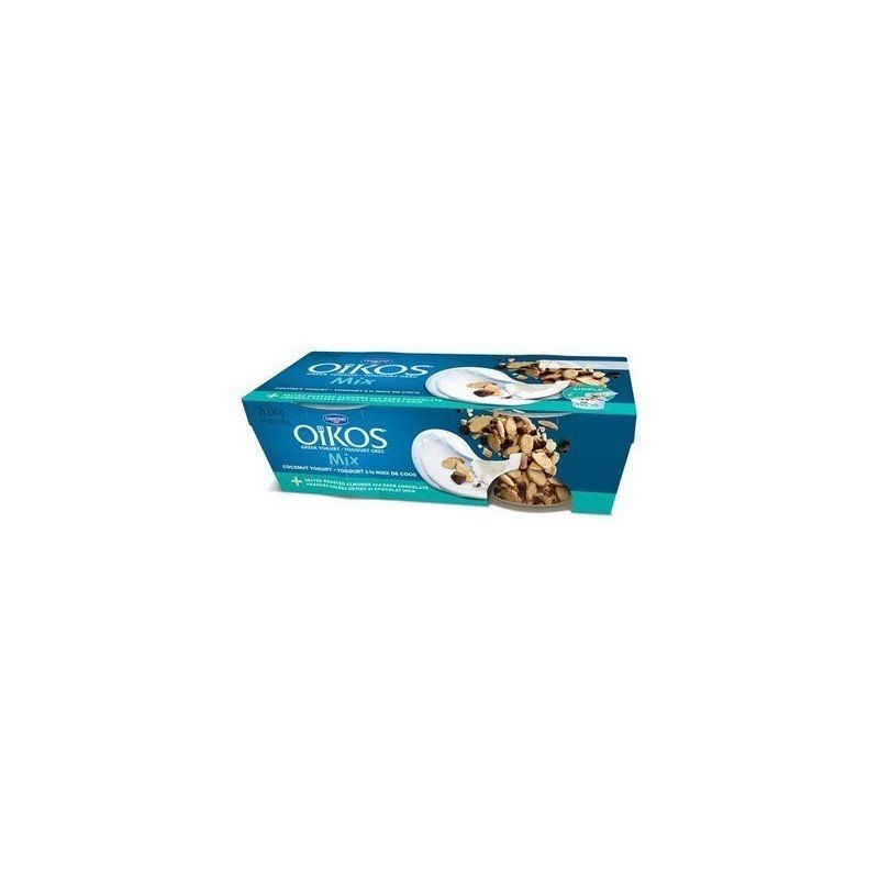 Danone Oikos Mix Coconut Yogurt + Salted Roasted Almonds and Dark Chocolate 0% 2 x 130 g