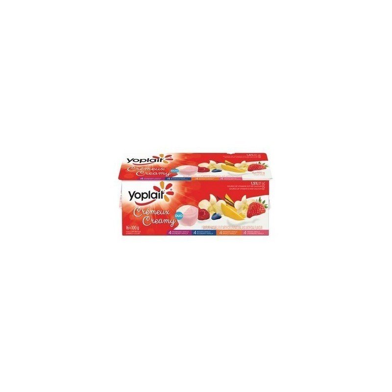 Yoplait Creamy DUO Yogurt Mango-Vanilla Raspberry-Vanilla Strawberry-Vanilla Blueberry-Vanilla 16 x 100 g