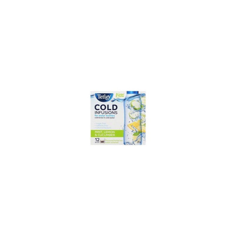 Tetley Cold Infusions for Water Bottles Mint Lemon & Cucumber Cold Brew Tea 12’s