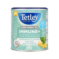 Tetley Super Herbal Tea Immune+ Peppermint & Ginger with Zinc and Vitamin D 20's
