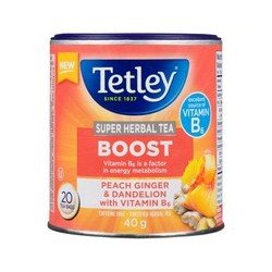 Tetley Super Herbal Tea Boost Peach Ginger & Dandelion with Vitamin B6 20's