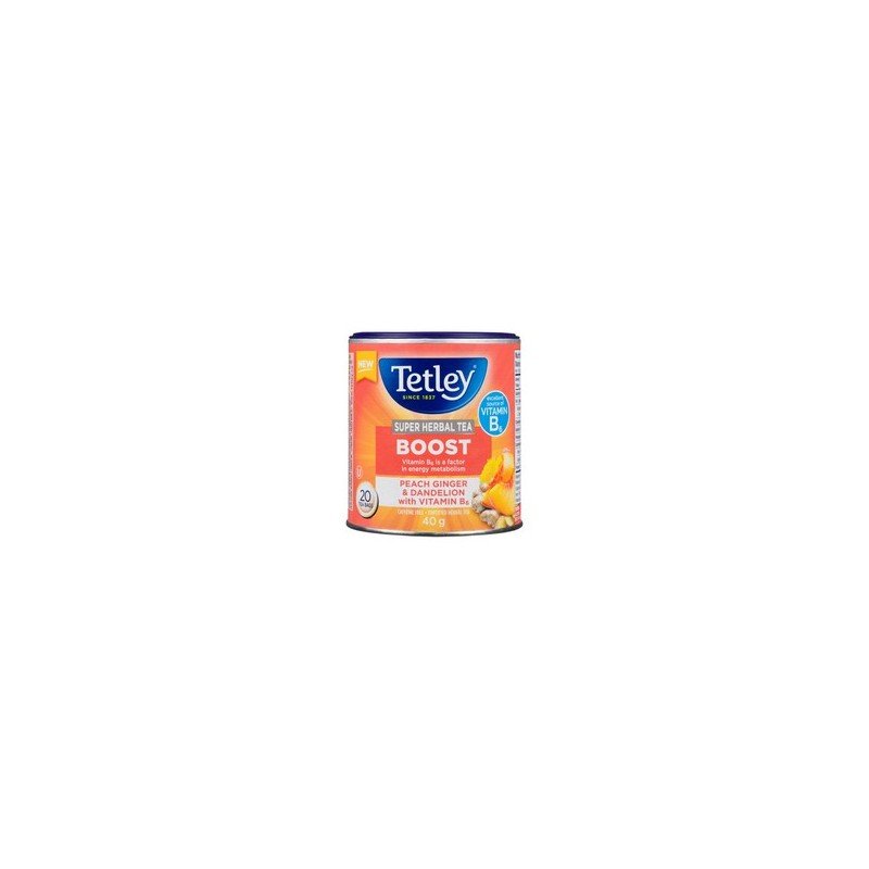 Tetley Super Herbal Tea Boost Peach Ginger & Dandelion with Vitamin B6 20's
