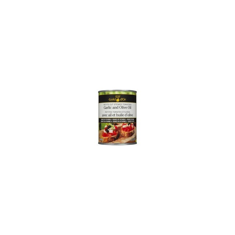 Co-op Gold Petite Cut Stewed Tomatoes Garlic & Olive Oil 540 ml