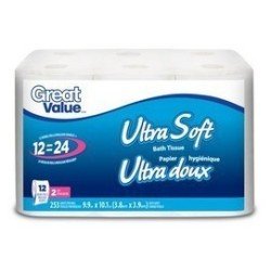 Great Value Ultra Soft Bath Tissue 12/24