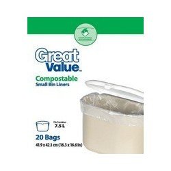 Great Value Compostable Small Bin Liners 20's