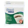 Great Value No. 4 Cone Coffee Filters 100's