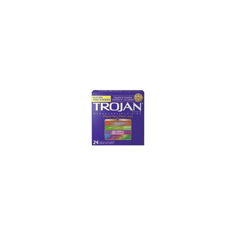Trojan Pleasure Pack Lubricated Latex Condoms 24's