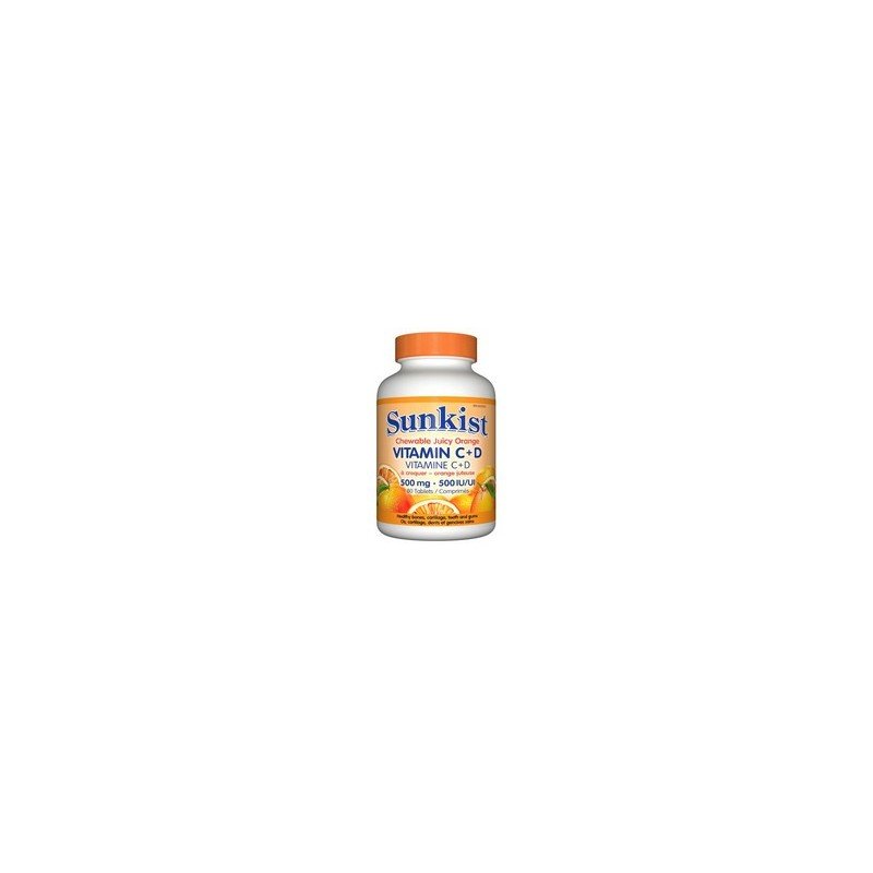 Sunkist Vitamin C & D Chewable Juicy Orange 500mg/500 IU Tablets 80's