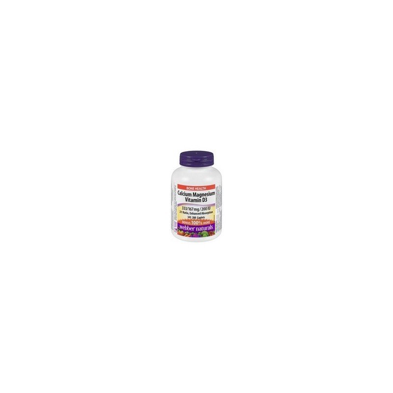 Webber Naturals Calcium Magnesium Vitamin D3 200 Caplets