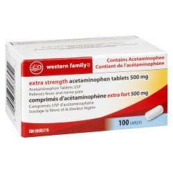 Western Family Extra Strength Acetaminophen Caplets 500 mg 100’s