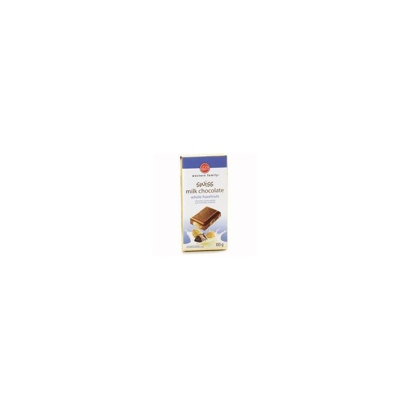 Western Family Swiss Milk Chocolate Bar Whole Hazelnuts 100 g