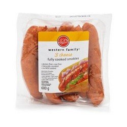 Western Family 3 Cheese Fully Cooked Smokies 600 g