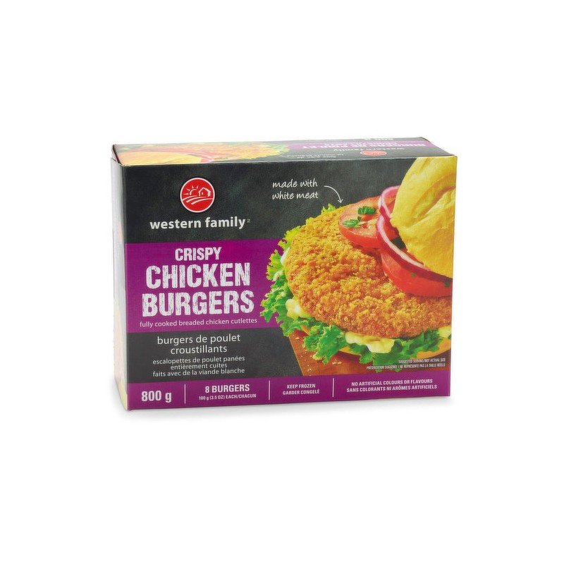 Western Family Crispy Chicken Burgers 800 g