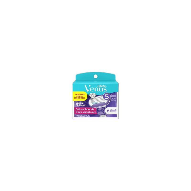 Gillette Venus Swirl & Platinum Deluxe Smooth Womens Refill Cartridges 6's