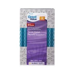Great Value 3-Ply Facial Tissue 6 x 70’s