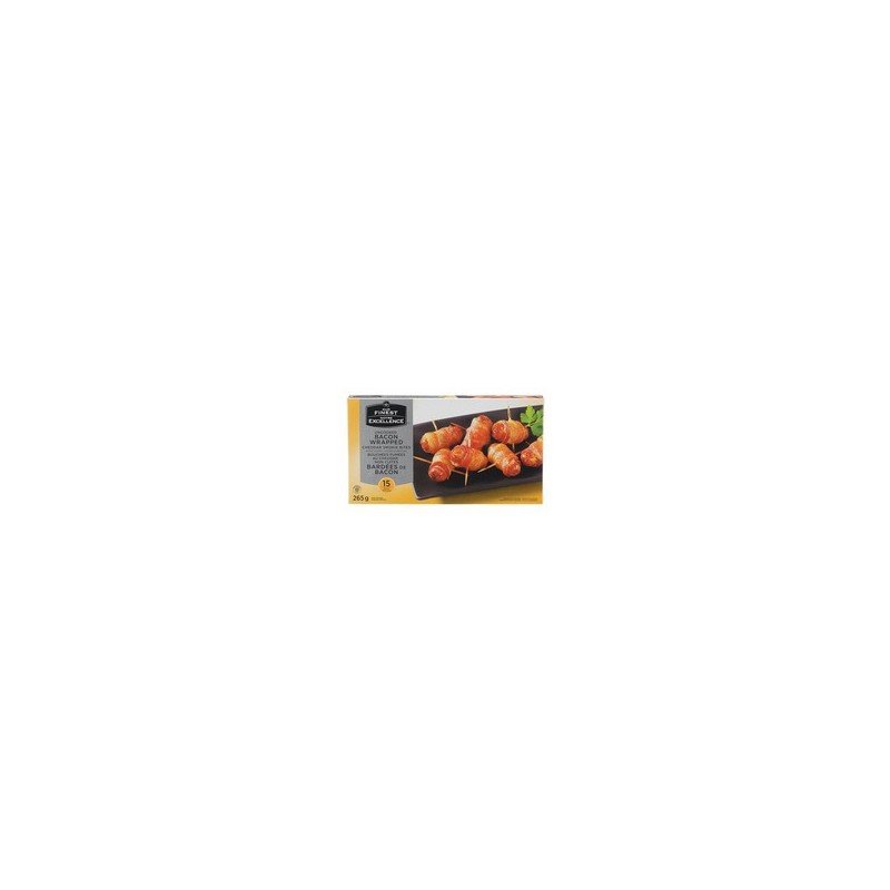 Our Finest Uncooked Bacon Wrapped Cheddar Smokie Bites Appetizers 265 g