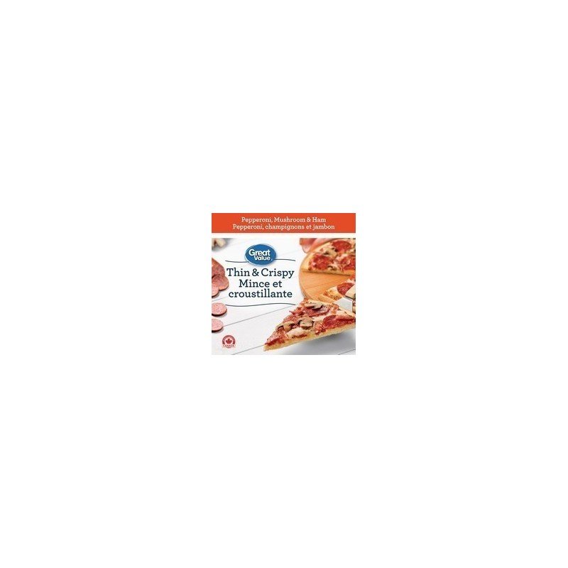 Great Value Thin & Crispy Pepperoni Mushroom & Ham Pizza 370 g