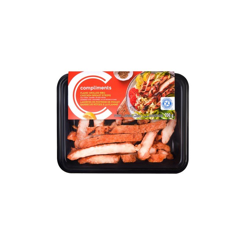 Compliments Flame Grilled BBQ Chicken Breast Strips 200 g