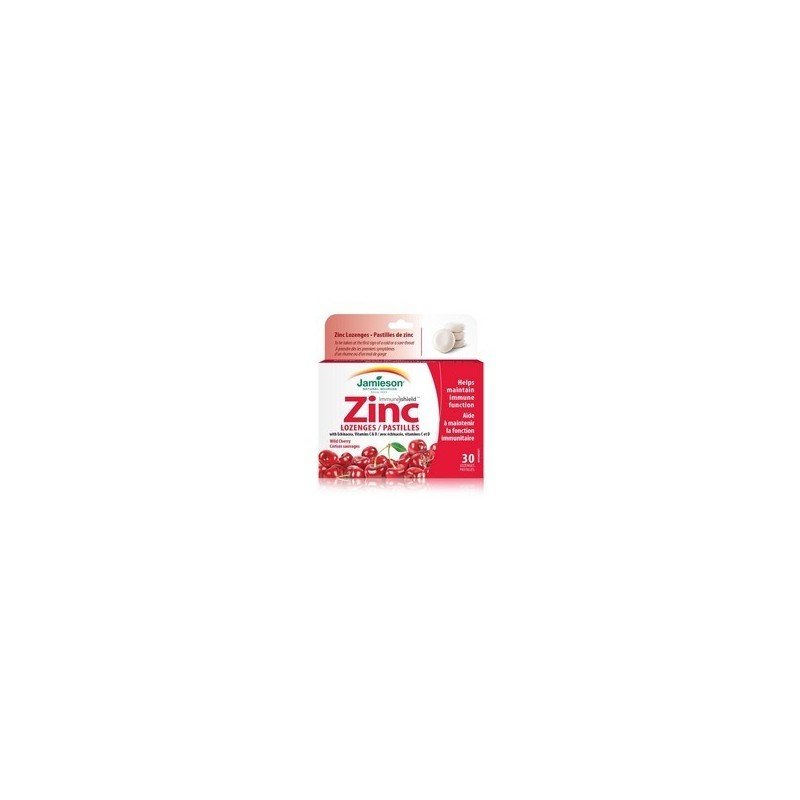 Jamieson Zinc Lozenges with Echinacea Vitamins C & D Wild Cherry 30’s