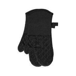 S&Co Home Black Cotton Silicone Oven Mitts pair
