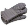 S&Co Home Grey Cotton Silicone Oven Mitts pair