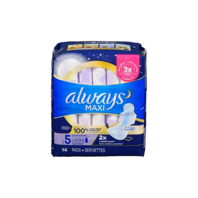 Always Maxi Pads 5 Extra Heavy Overnight Flexi-Wings 14's