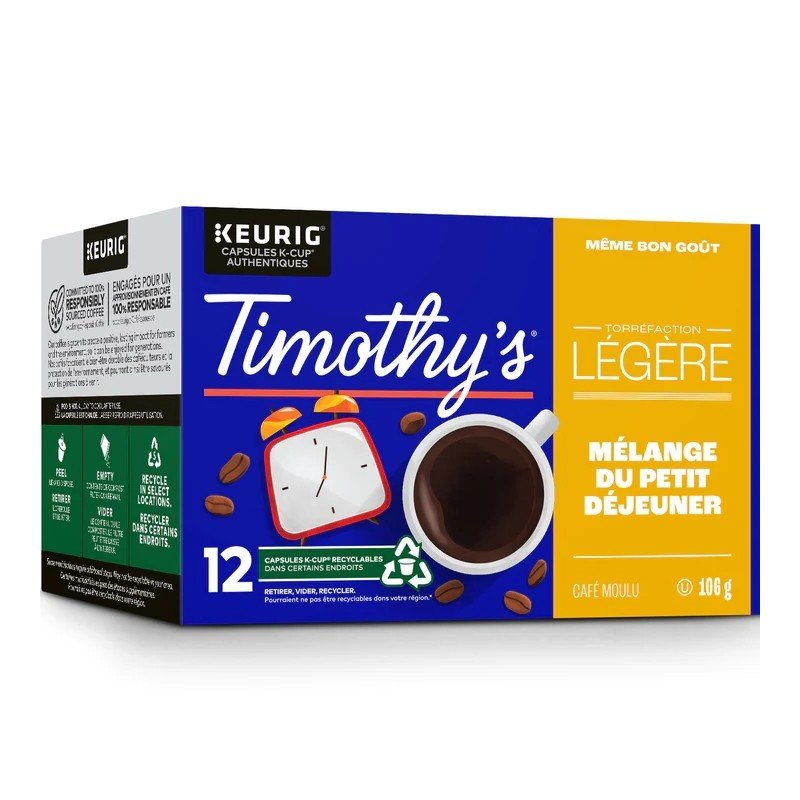 Timothy's Breakfast Blend Light Roast Coffee K-Cups 12's