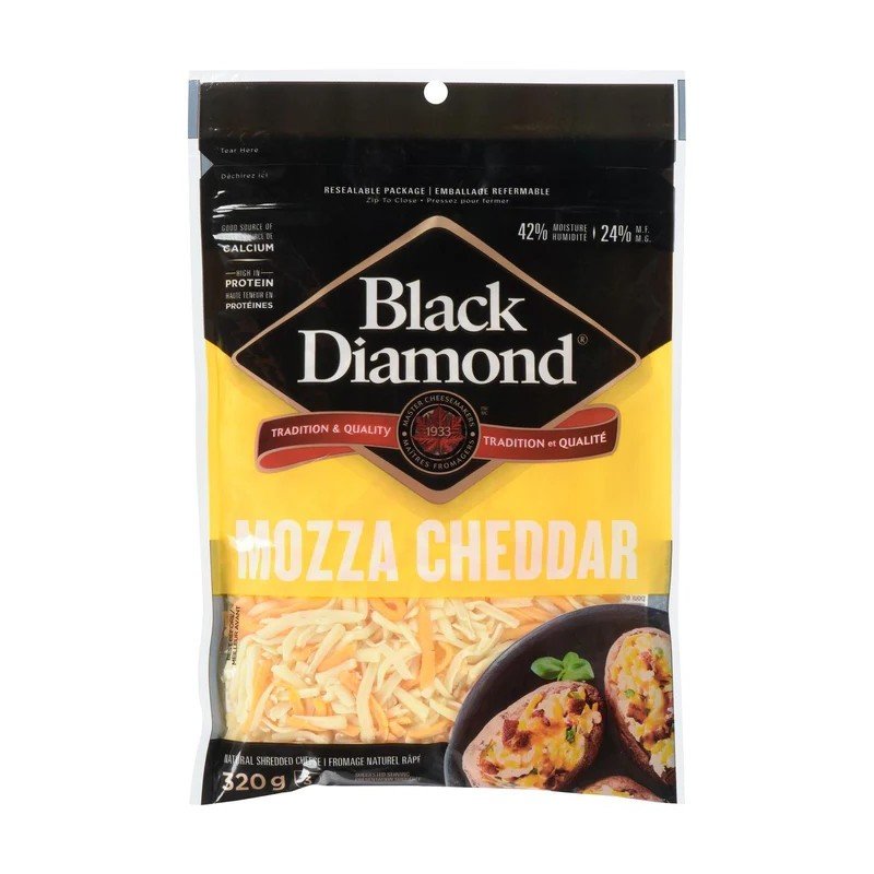 Black Diamond Mozza Cheddar Shreds 320 g