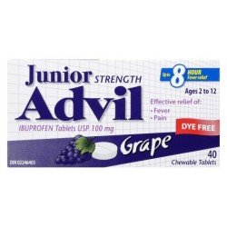 Junior Strength Advil 100 mg Chewable Grape Dye-Free 40's
