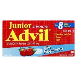 Junior Strength Advil 100 mg Chewable Blue Raspberry 40's