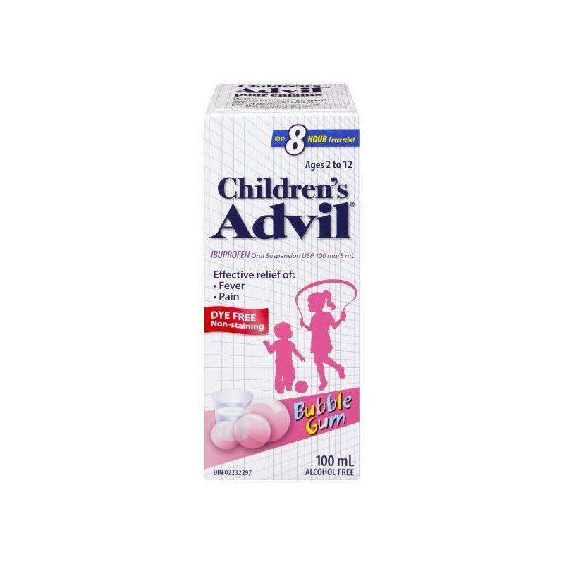 Children's Advil Fever & Pain Dye-Free Liquid Bubble Gum 100 ml