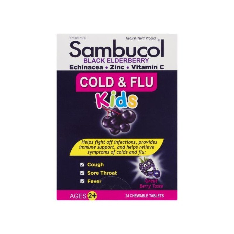 Sambucol Black Elderberry Cold & Flu Kids Chewable Tablets 24’s