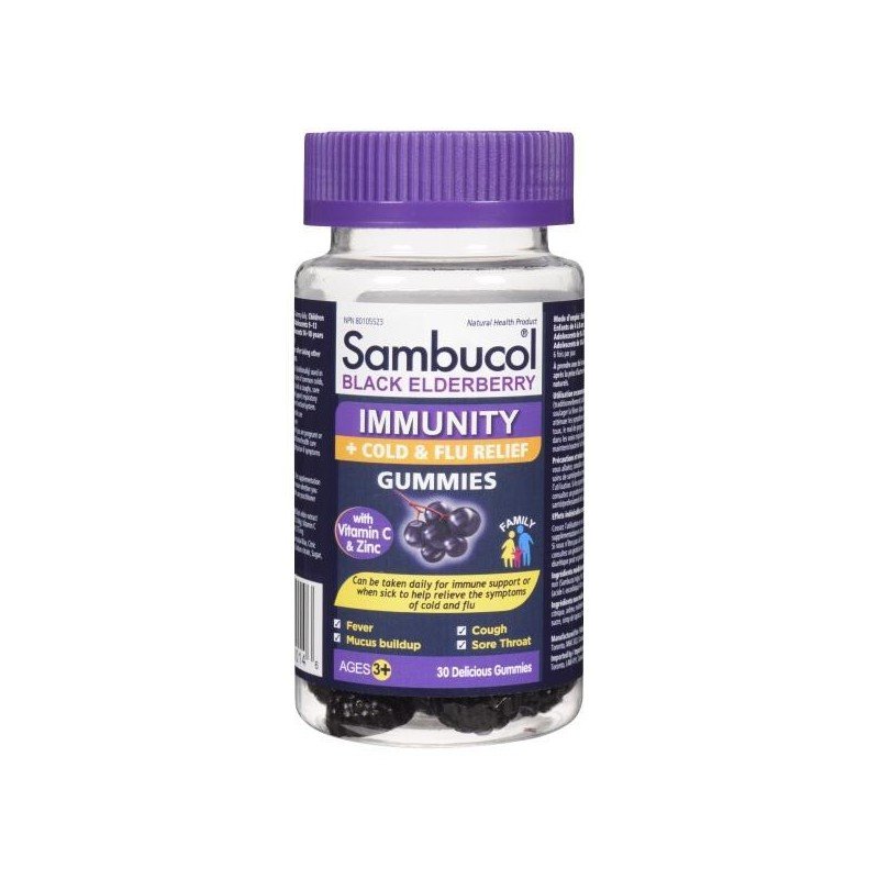 Sambucol Black Elderberry Immunity + Cold & Flu Relief Gummies 30’s