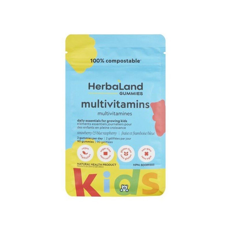 Herbaland Gummies Vegan Multivitamins Strawberry & Blue Raspberry 90's